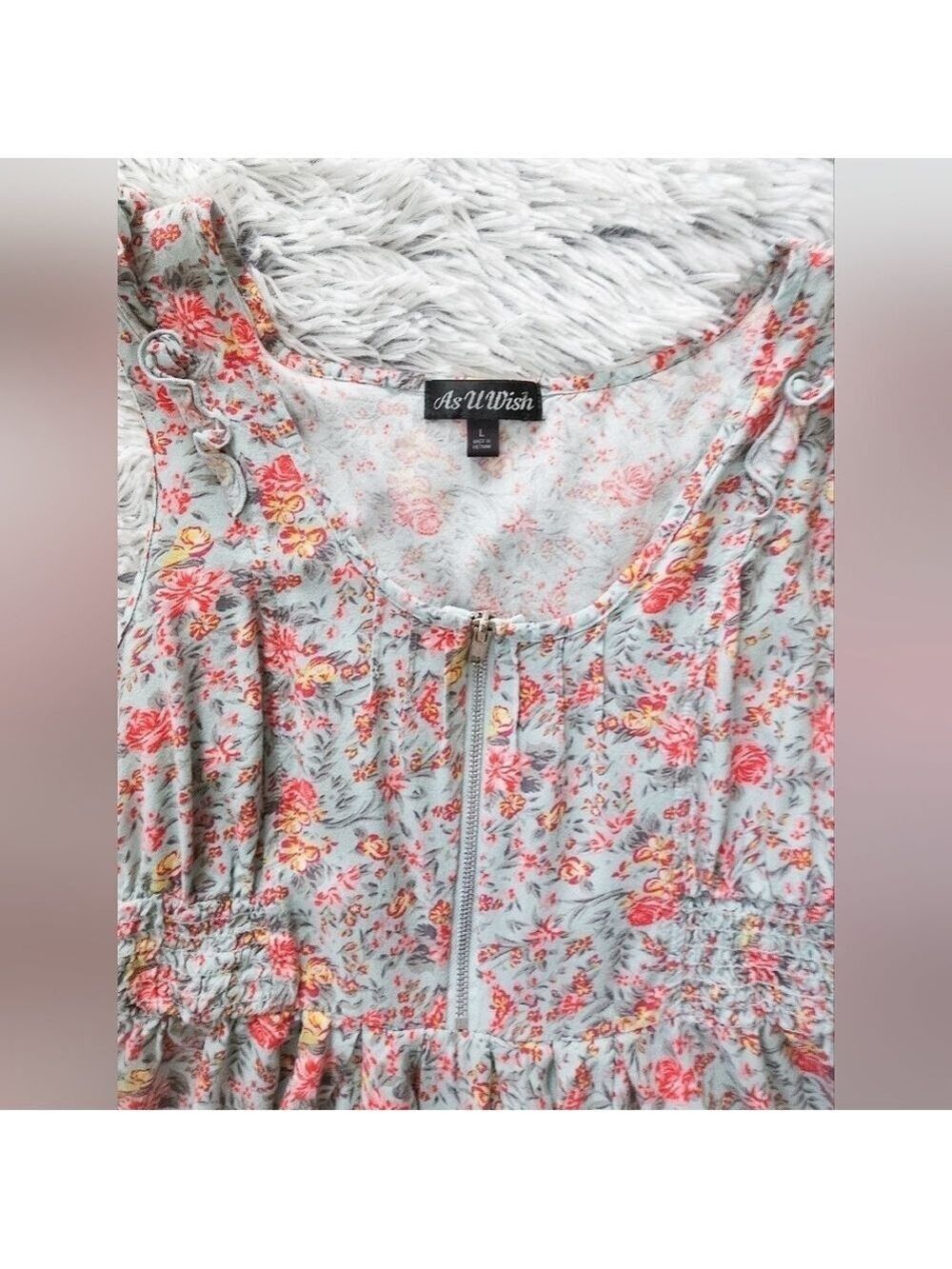 As U Wish Floral Casual Dress in Pink and Light Green - Picture 4 of 6